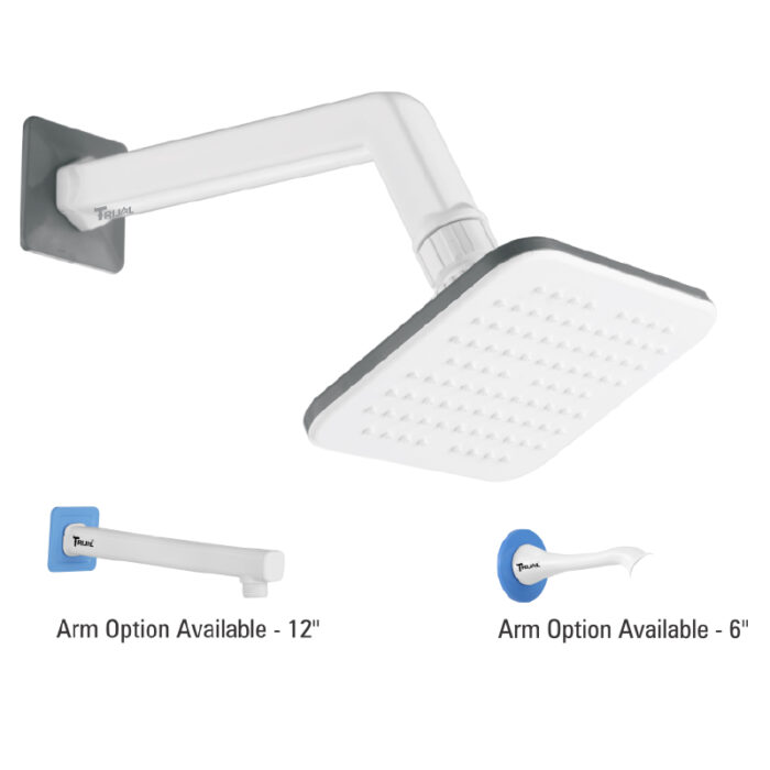 Shine Overhead Shower 4*5" Square with 12"Arm with Flange - SSH-02